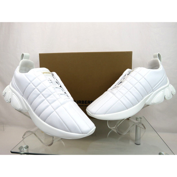 $850 BURBERRY AXBURTON WHITE CHECK QUILTED LEATHER LOGO SNEAKERS 10 US 43 ITALY - Picture 9 of 15